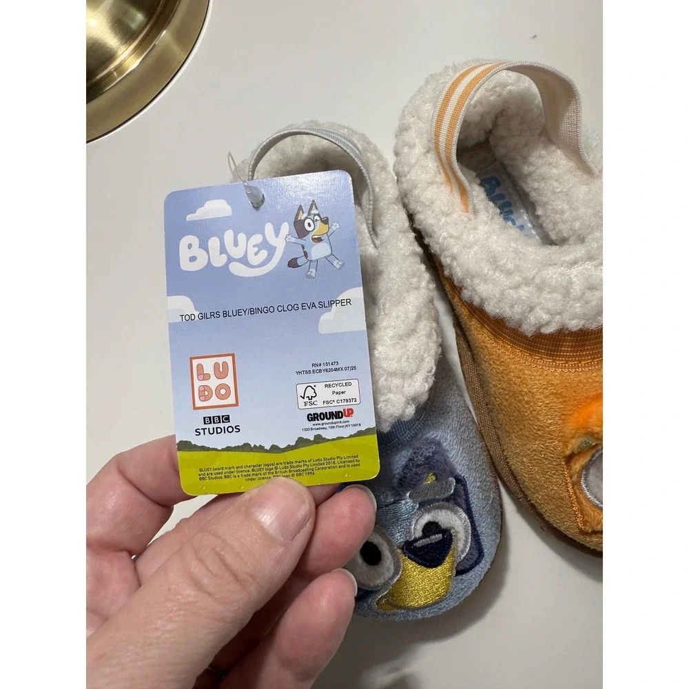 Bluey Bingo Toddler Clogs EVA Slip On Slipper Shoes Ground Up New 5/6 NWT